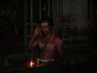Preghiera serale nel tempio in Sud India